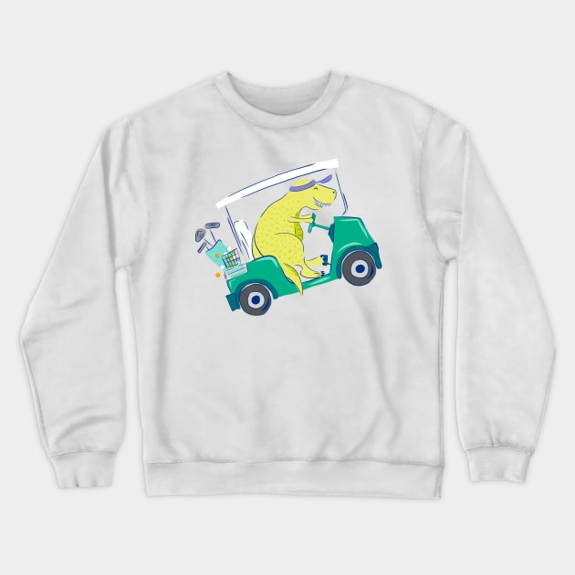 Golf Carting Dino Crewneck Sweatshirt by Jacqueline Hurd